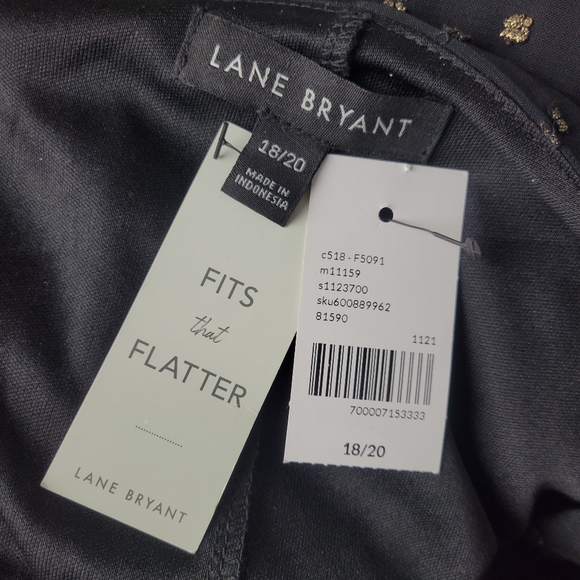 NWT Lane Bryant Peplum V-Neck Blouse Black with Gold Polka Dots - Picture 8 of 11